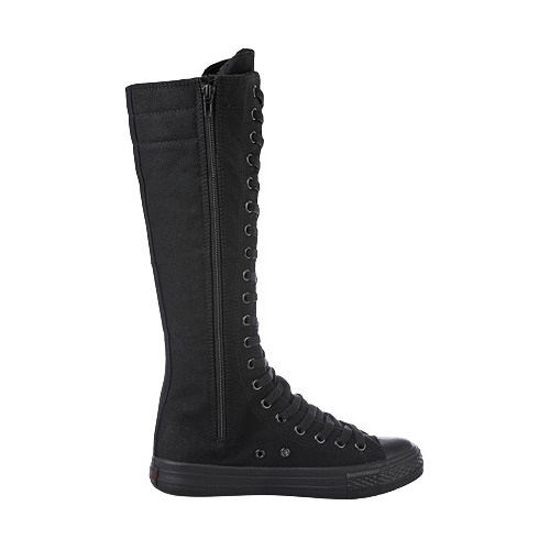 Zapatos Lona Informales Para Mujer, Botas Altas Con Cordones