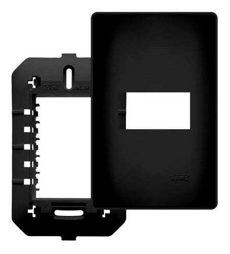 Placa Com Suporte 4x2 1 Módulo Preto Fosco Black - Fame 