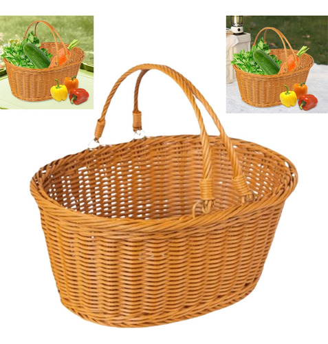Cesta De Picnic Con Manijas De Canasta De 38 X 30 X 18 Cm