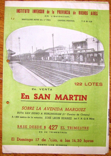 Loteo Barrio San Martín (av. Márquez) J. L. Suárez  1955