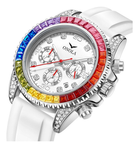 Reloj De Cuarzo Con Calendario De Diamantes De Lujo Onola 68