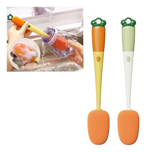 2 Escobilla Limpia Vasos Cepillo Limpia Botellas 3 En 1