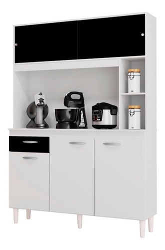 Alacena Mueble Auxiliar Cocina Kit Duda 1.20cm Negro Y Blanc