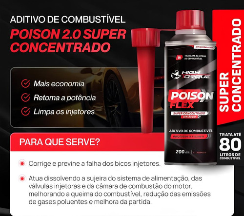 Combo 2 Aditivos De Combustível Poison Flex High Torque