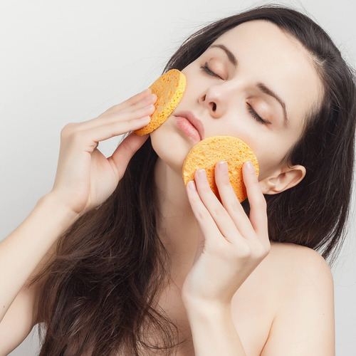 Esponjas Faciales Cosmeticas Comprimido 100pz Color Amarillo