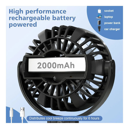 Ujay Mini Ventilador Portátil P/cochecito De Bebé, De 3 Velo Negro