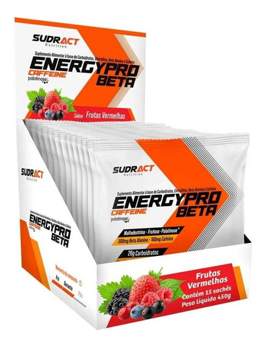 Energy Pro Beta Alanina Nova Formula Sachês 15 X 30g Sudract Sabor Frutas Vermelhas