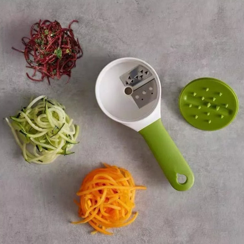 Trituradora Espiral De Verduras Manual Circular Rallador Color Verde Con Blanco