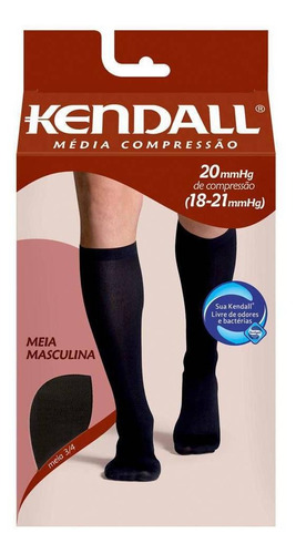 Meia Curta Masculina 3/4 Kendall Média Compressão Preto G