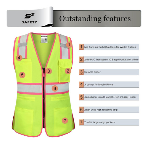 Hi Vis - Chaleco De Seguridad Para Mujer, Chaleco De Constru