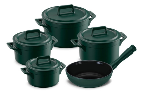 Conjunto Panelas Clear+ 5 Pcs (indução) - Ceraflame Verde-escuro