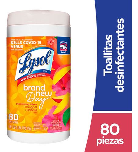 Lysol® Toallitas Desinfectantes Superficies Mango & Hibiscus 80pz