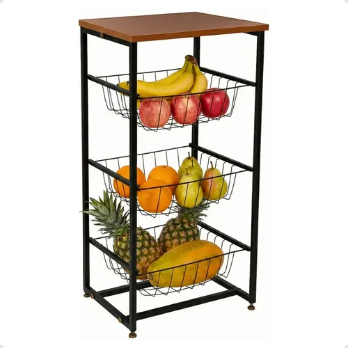 Fruteira De Chão Em Aço Cozinha Mesa Bebedouro Microondas  Preto