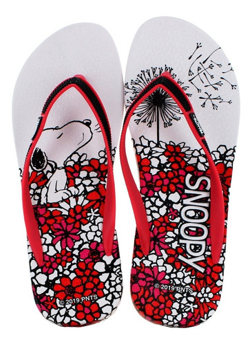 Peanuts Chancla Snoopy Flip Flop Playa Baño Rojo Mujer 75023