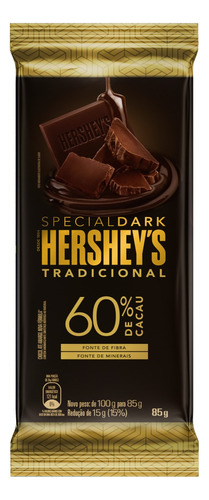 Chocolate Amargo 60% Cacau Special Dark Hershey's  pacote 85 g