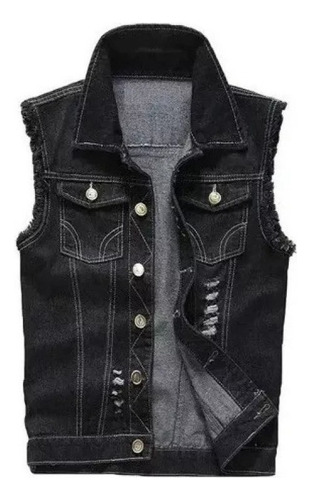 Gift Men's Fashion Slim Torn Design Denim Vests 2024