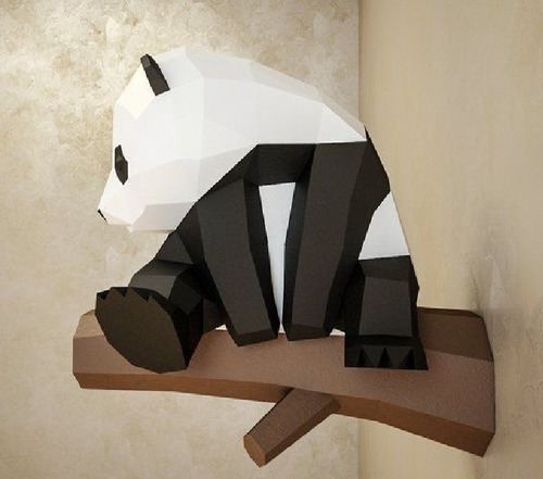 Panda Sobre Rama Y Panda Tronco Papercraft Papel Paper Pdf