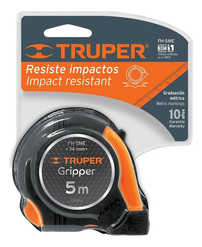 Cinta Métrica Flexómetro Gripper 5 Metros Resistente Truper