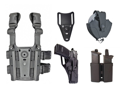 Kit Policial Polimero Pistolera Nivel 2 Bersa Mini Ultra Compact Tpr9c + Muslera + Portacargador Doble + Portaesposas