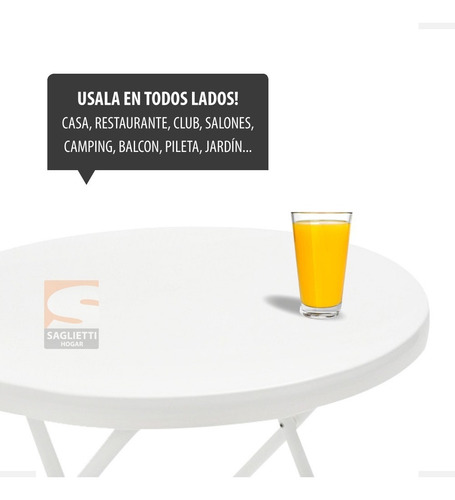 Imagen 7 de 10 de Mesa Ratona Baja Redonda 60 Cm Plegable Jardin Playa Camping