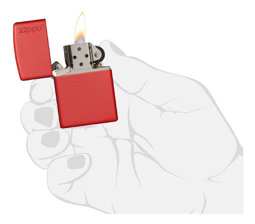 Imagen 8 de 10 de Encendedor Zippo Lighter Red Matte With Logo Rojo