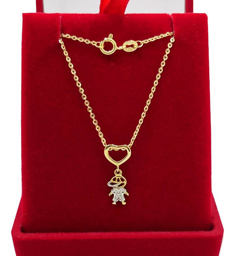 Colar Com Pingente Criança De Ouro 18k Bailarina 40cm Cor Menino