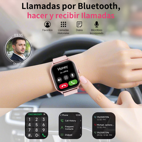 Aiyinsmart KR‑X8 Smart 201 Rosa – Smartwatch Deportivo IP68 para Mujeres y Hombres