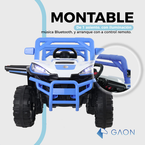 Carro Montable Electrico Con Control Remoto Musica Y Luces Color Azul