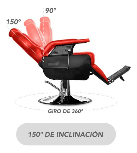 Imagen 5 de 7 de Silla Sillon De Barberia Barbero Estetica Uso Rudo Reclinabl