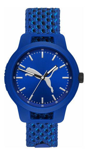 Reloj Hombre Puma P5057 Cuarzo 43mm Pulso Azul En Nylon