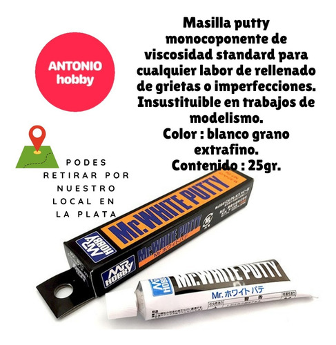 Imagen 2 de 4 de Mr. Hobby Masilla Plastica Putty White Blanca Japon La Plata