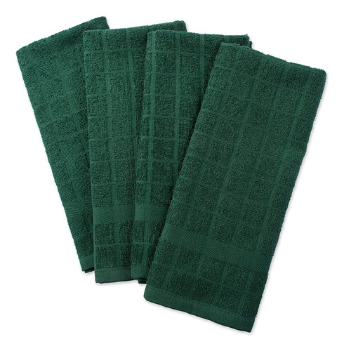 Dii Basic Terry Collection Windowpane Dishtowel Set, 16x26, 