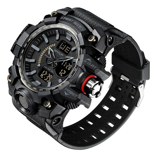 Relógio Sanda 3132, relógio militar impermeável 50M, cor de fundo: preto