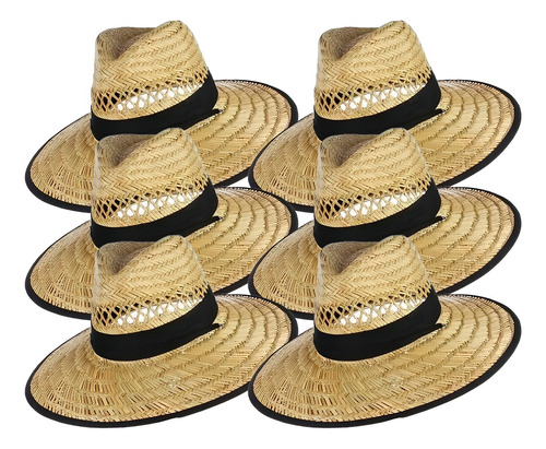 Pack 6 Sombrero De Paja Para El Sol De Playa Gorro Verano 