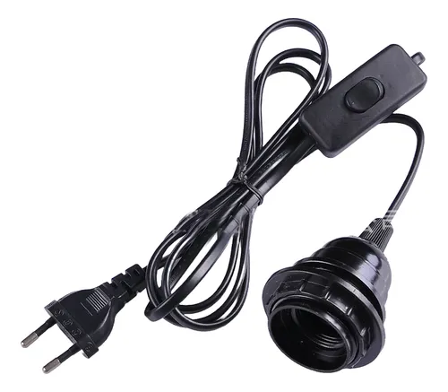 Cable Armado Porta Lampara E27 Soquete Negro