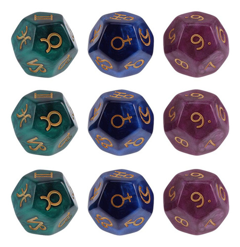 Pacote De Dados De Astrologia De 9 Peças Pérola De 12