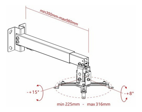 Imagen 6 de 8 de Soporte Video Beam Proyector Pared/techo Techgo Spp-01 Negro