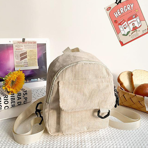 Y Mochila Mini De Pana Vintage De Color Sólido Para Mujer