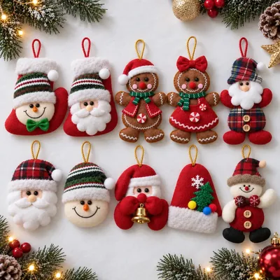 10 Pendentes Papai Noel Boneco De Neve Pelúcia Enfeite Arvore Natal Decoração Natalina Qualidade Premium Marca Popsy