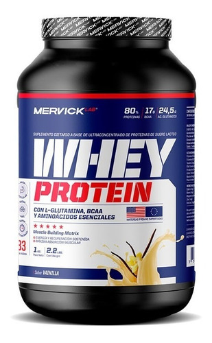 Mervick Whey Protein 1kg. X3 Unidades Con Aminoacidos. Recuperacion