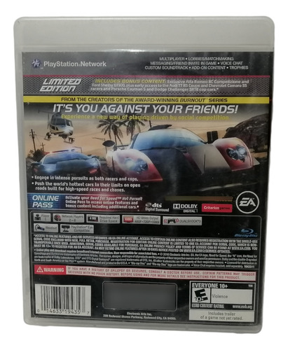 Videojuego Need For Speed Hot Pursuit Limited Edition Ps3 (Usado)