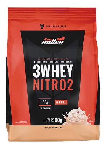 Whey Protein 3w Nitro2 900g Isolado Concentrado - New Millen Sabor Baunilha
