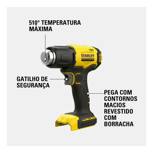 Soprador Térmico De Ar Scx530 + 1 Bat 4ah + Carreg. Stanley Cor Amarelo