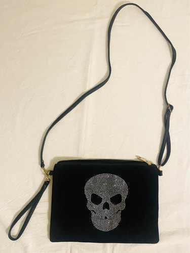 Cartera Calavera Ecocuero Y Gamuza 