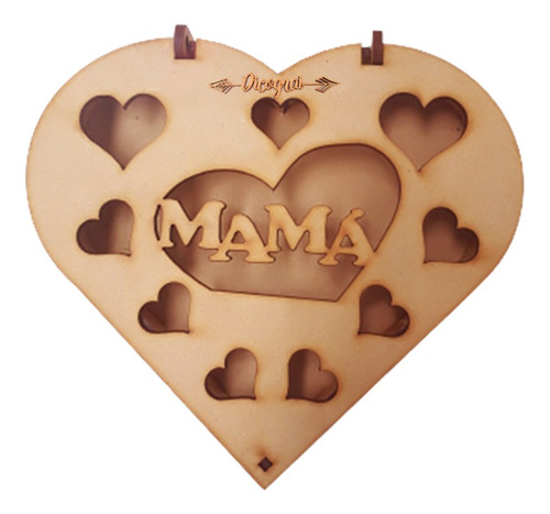 Caja Corazón Mama Tapa Giratoria Con Corazones  Mdf 3mm 