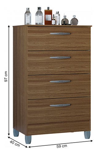Cajonera de 4 cajones marrón A865.99 - Po