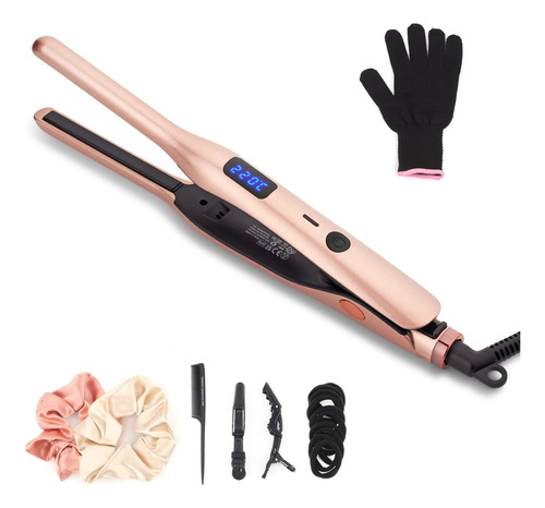 Pencil Flat Iron Para Cabello Corto, Pro Y Curler 2 En 1 Cer