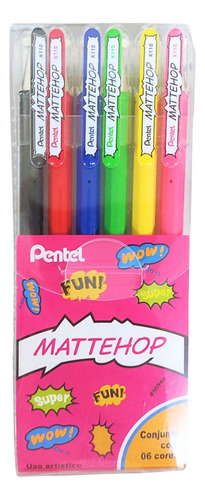 Kit 6 Cores Caneta Pentel Mattehop 1.0mm