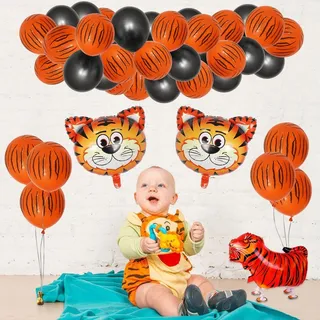 52pcs Globo Animal Vaca Tigre Cebra Selva Safari Baloon Ha