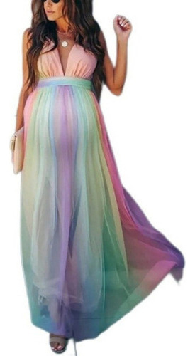 Un Vestido Arcoíris De Talla Grande Para Mujeres Embarazadas